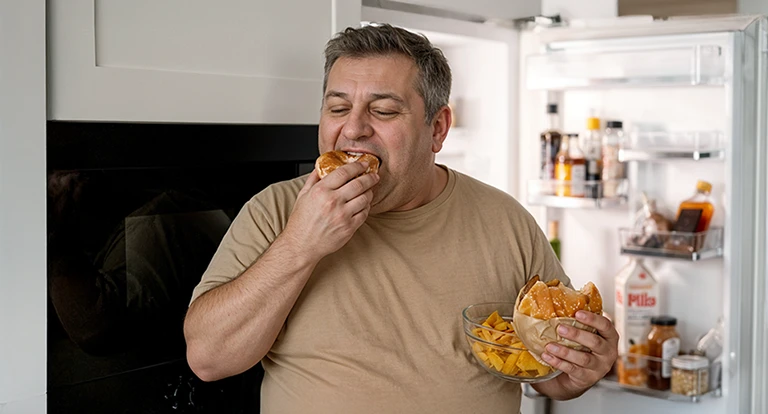 man eating junk